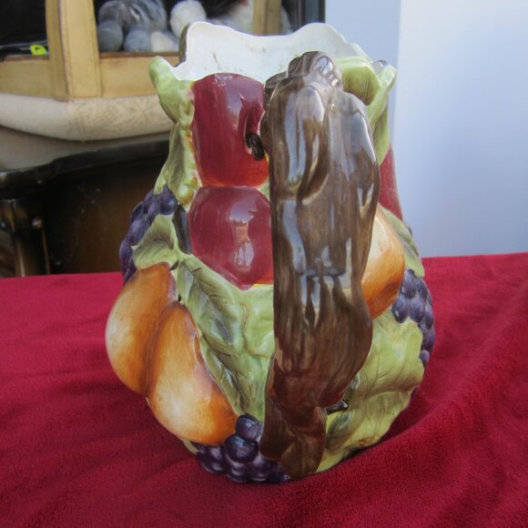 VTG SONOMA VILLA FRUIT MOTIF PITCHER W/BRANCH HANDLE, 3D EFFECT - Picture 4 of 6